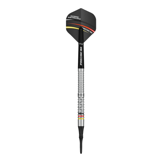 Fléchettes souples Precise 180 Ricardo Pietreczko GEN1 Das Foto präsentiert die Precise 180 Ricardo Pietreczko GEN1 Softdarts. Sie bieten hohe Qualität und gutes Handling.