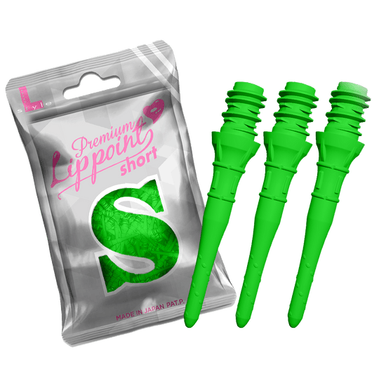 L-Style Premium Lippoints Short (30er Pack) Ein Set Dartspitzen in verschiedenen Ausführungen ist hier dargestellt. Die Spitzen sind in einer Reihe angeordnet.