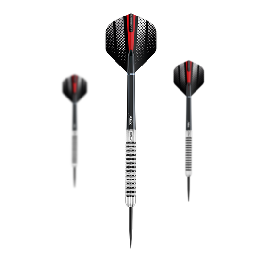Fléchettes en acier Red Dragon Flightmaster Fury 2 - 25 g Dieses Bild zeigt die Red Dragon Flightmaster Fury 2 Steeldarts mit 25g Gewicht. Die Steeldarts sind ideal für präzises Dartspiel geeignet.