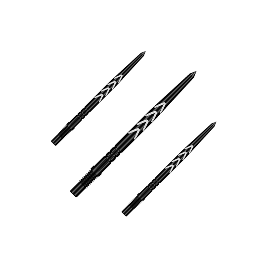 Embouts de fléchettes Shot Turbo Points Michael Smith - Noirs Das Bild zeigt ein Set mit mehreren schwarzen Dartspitzen. Diese Spitzen sind für Steeldarts geeignet.