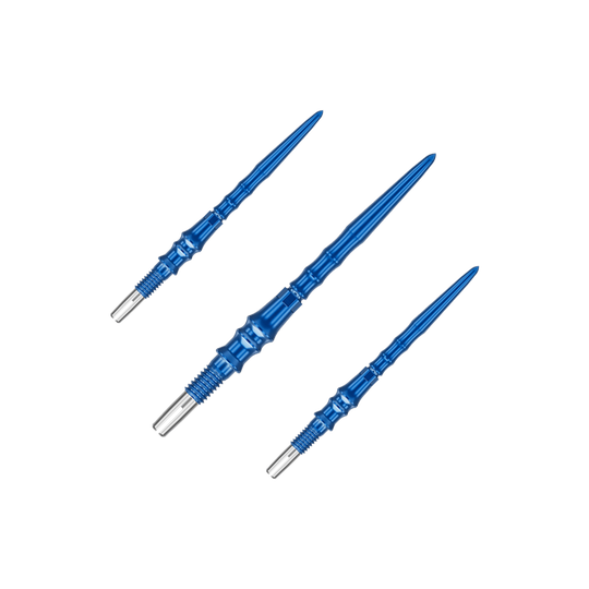 Pointes de fléchettes Target Japan Premium Swiss Point - Bleues Auf dem Bild ist ein Set von blauen Dartspitzen zu sehen. Die Spitzen sind jeweils 30 mm lang.
