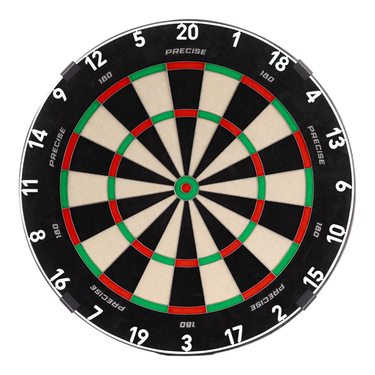 Cible de fléchettes Precise 180 Endorphine en acier avec anneau numéroté - Blanc classique Abgebildet ist das Precise 180 Endorphine Steeldartboard mit einem weißen Nummernring. Das Produkt ist speziell für Präzisionswürfe entworfen.