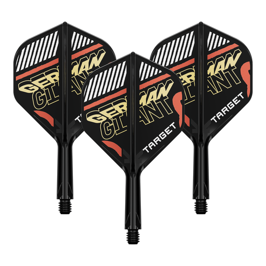 Das Bild zeigt ein Flight-Shaft-System für Darts. Es handelt sich um ein Zubehör für professionelle Dartspieler.