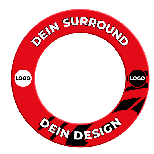 Das Bild zeigt ein rotes Dartboard-Surround. Es dient als Schutz rund um das Dartboard.