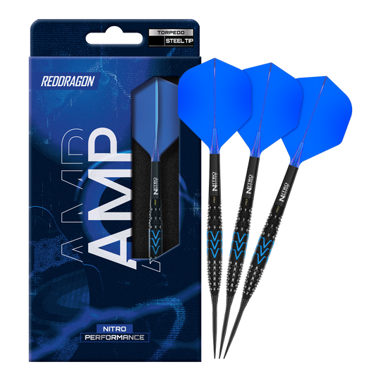 Fléchettes en acier Red Dragon Amp Torpedo Hier ist der Red Dragon Amp Torpedo Steeldarts abgebildet. Es handelt sich um komplette Steeldarts in sportlichem Look.