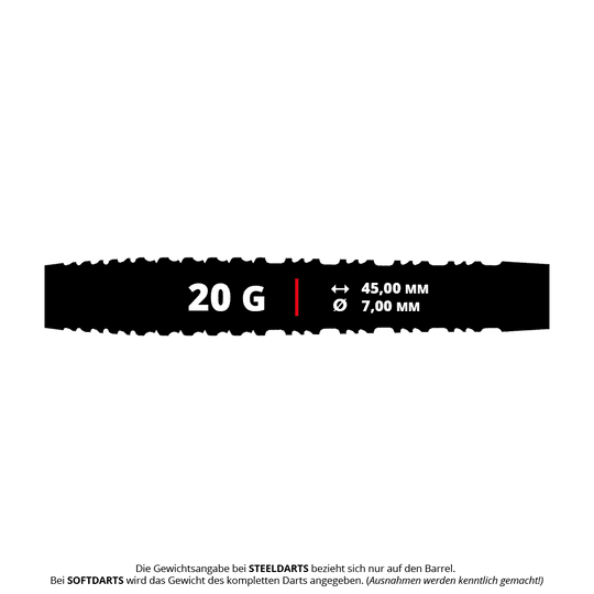 Fléchettes souples Shot Alchemy Runstel - 20 g Das Bild zeigt die Shot Alchemy Runstel Softdarts mit 20g Gewicht. Diese Darts sind speziell für Softdartspieler konzipiert.