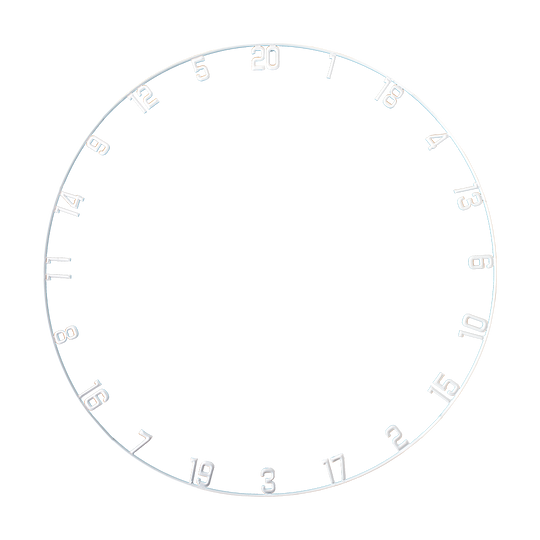 65008_McDart_Scopus_Master_HD-Zahlenring_1 Das Bild zeigt einen Zahlenring für eine Dartscheibe mit weißen Zahlen von 1 bis 20. Es handelt sich um das Produkt "McDart Master HD-Zahlenring / Nummernring".