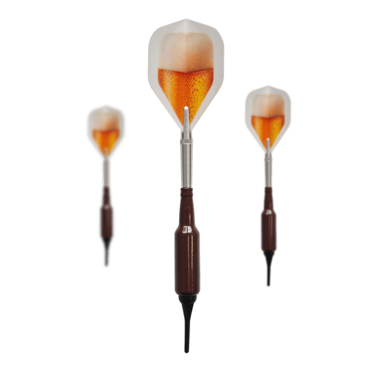 Fléchettes souples McDart Prost en forme de bouteille de bière avec 100 pointes souples - 16,5 g Abgebildet ist ein Set McDart Prost Bierflaschen Softdarts mit 100 Softdartspitzen, 16,5 g. Diese Softdarts haben die Form einer Bierflasche und eignen sich ideal als Geschenk.