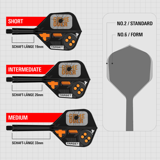 Target K-Flex Game Over No6 Vols Das Bild stellt die Target K-Flex Game Over No6 Flights dar. Diese Flights sind speziell für Darts entwickelt.
