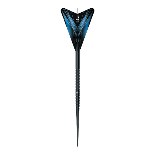 Auf dem Bild befindet sich das Produkt Caliburn TTD Complete Titanium T1 Black Steeldarts - 5g. Das Dart-Set ist in Schwarz gehalten.
