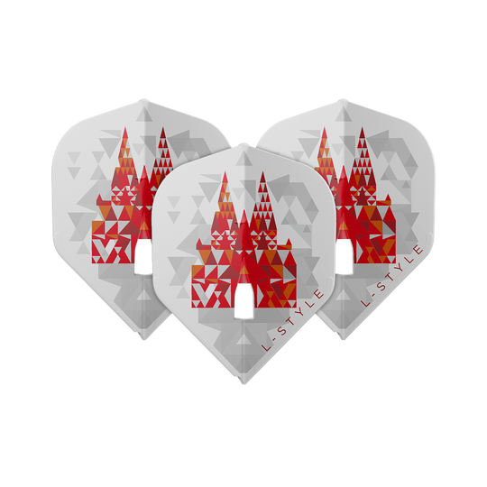 Vols blancs L-Style Florian Hempel Signature V2 L1PRO L-Style Florian Hempel Signature V2 L1PRO White Flights auf weißem Hintergrund. Die Flights sind speziell für Darts konzipiert.