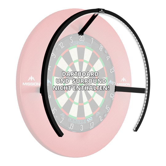 Éclairage LED pour cible de fléchettes Mission Torus 270 - Noir Gezeigt wird die Mission Torus 270 LED Dartboard Beleuchtung in Schwarz. Das Produkt liefert helles Licht für das Dartboard.