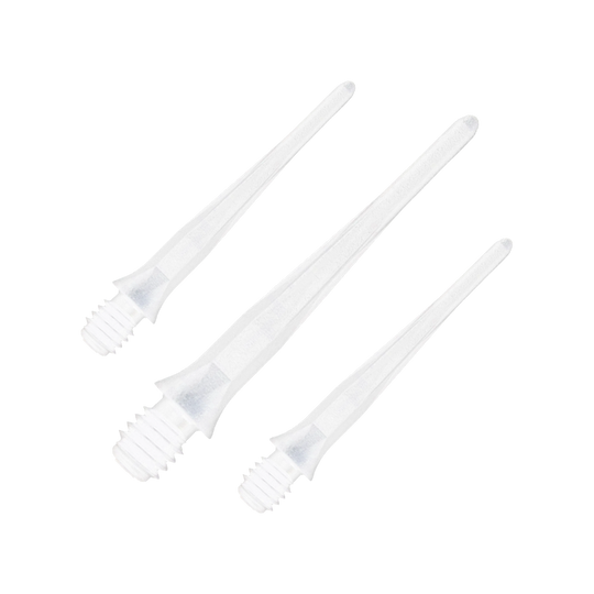 Pointes de fléchettes souples Caliburn 2BA blanches - Paquet de 50 Abgebildet sind Caliburn 2BA Softdartspitzen in Weiß im 50er Pack. Die Spitzen sind für Softdarts geeignet und in einer Verpackungseinheit dargestellt.