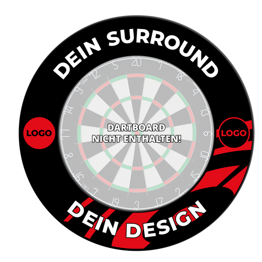 Cadre de cible de fléchettes personnalisé Ein Bild mit dem Namen MSF-Schwarz_Dartboard_Surround_Wunschdruck_Schwarz_3. Es zeigt vermutlich eine weitere Ansicht eines schwarzen Dartboard-Surrounds mit Wunschdruck.