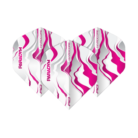 Vols standard Red Dragon Hardcore Premium Paradym Pink Premium No2 Das Bild zeigt ein Set Red Dragon Hardcore Premium Paradym Pink Premium No2 Standard Flights. Diese Flights bieten hervorragende Flugeigenschaften und eine hochwertige Verarbeitung.
