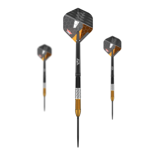 Bulls NL Dirk Van Duijvenbode 95% Points Convertibles Steeldarts Dieses Set zeigt die Bulls NL Dirk Van Duijvenbode 95% Convertible Points Steeldarts. Die Darts zeichnen sich durch ihre wandelbaren Spitzen und das elegante Design aus.