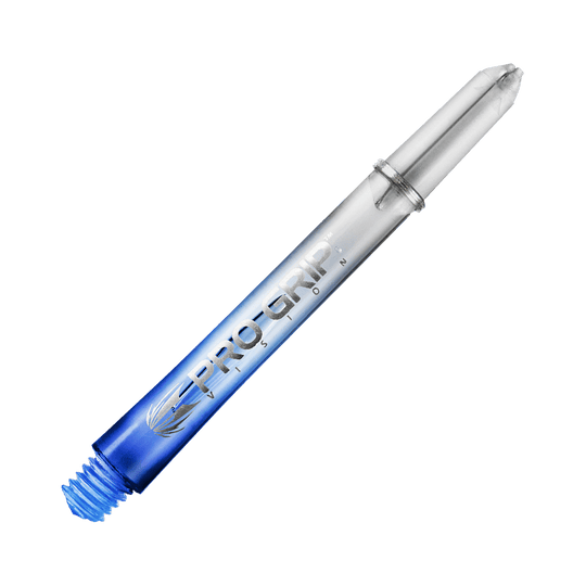 Tiges Target Pro Grip Vision - 3 jeux - Bleues Dies ist ein blauer Pro Grip Vision Shaft für Dartpfeile. Der Shaft besteht aus durchsichtigem Kunststoff und hat eine Länge von 48 mm.