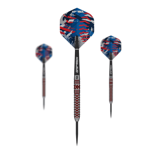 Das Bild zeigt die GOAT Curveball Steeldarts. Drei Steeldarts sind nebeneinander dargestellt.