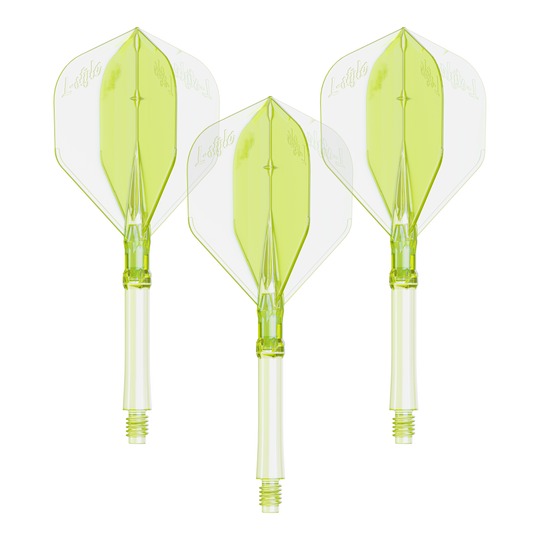 Éclairage L-L-Style-System - Jaune néon Das Foto zeigt ein Set Dart Flights in Neon-Gelb, große Größe. Die Flights sind für das L-Style L-System geeignet.