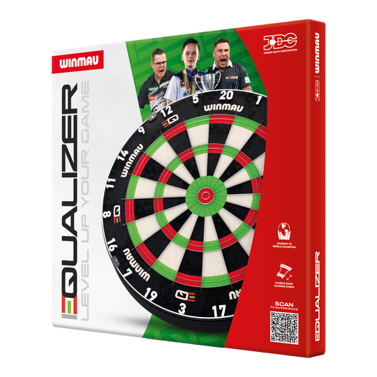 Cible de fléchettes en acier Winmau Equalizer Zu sehen ist das Winmau Equalizer Steeldartboard. Es bietet eine robuste Oberfläche für präzises Dartspiel.