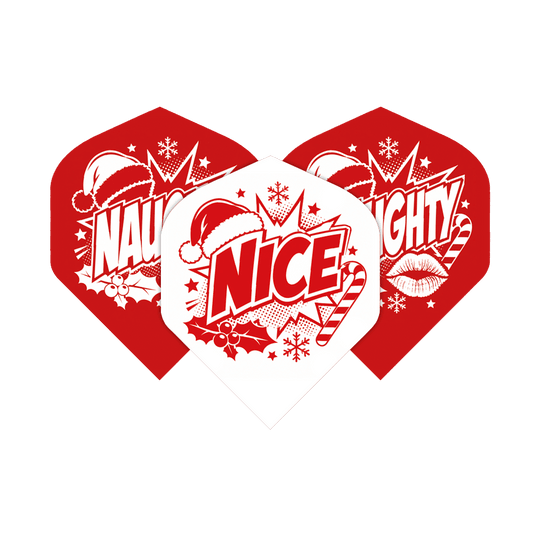 Abgebildet ist das Produkt McDart Naughty Or Nice No2 Standard Flights. Es handelt sich um Dartflights in Standardgröße.