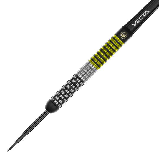 Hier sind die Winmau Team 360 Cori Wiltshire Steeldarts zu sehen, 24 Gramm schwer. Sie zeichnen sich durch ein modernes Design und hohe Performance aus.