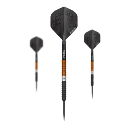 Das Bild zeigt ein Set der Winmau Team 360 Ben Townley Steeldarts - 23g. Diese Darts eignen sich perfekt für Turnierspieler.