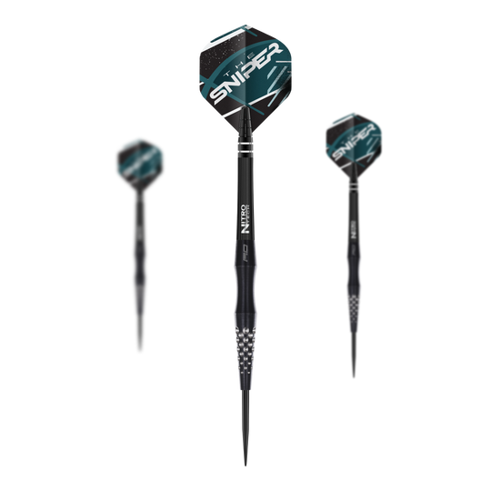 Fléchettes en acier Red Dragon Connor Scutt The Sniper - 22 g Dies ist das Produkt Red Dragon Connor Scutt The Sniper Steeldarts - 22g. Das Bild zeigt einen Satz Steeldarts mit diesem Markennamen.
