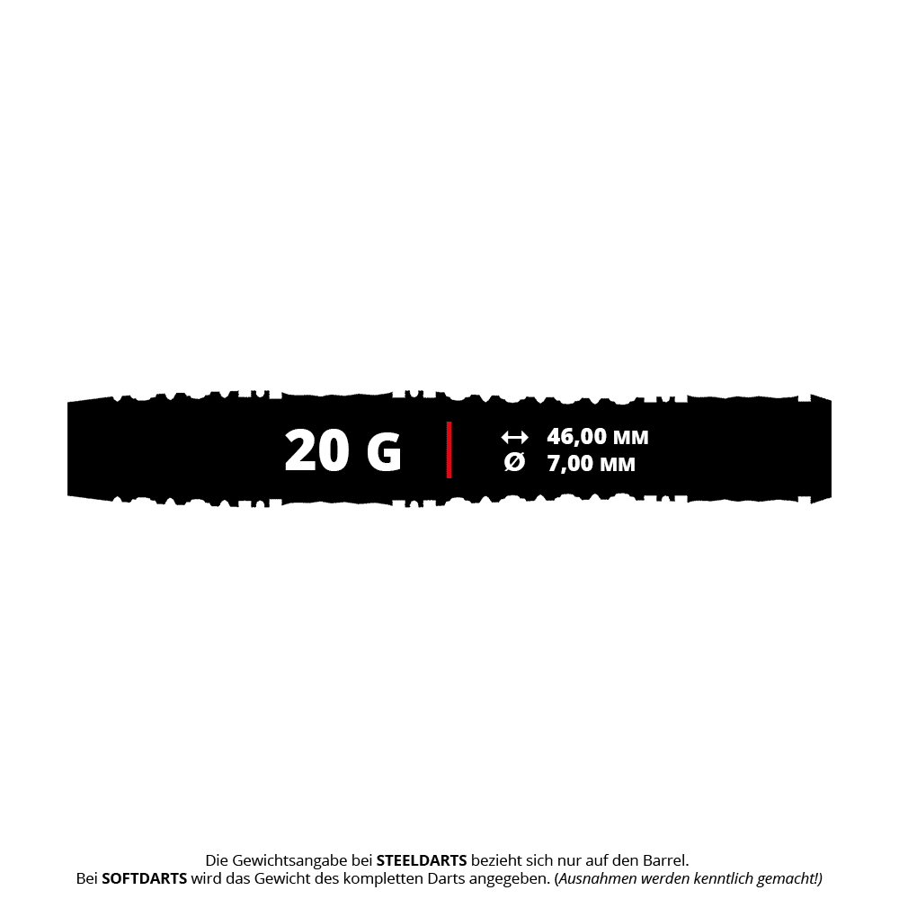 Abgebildet sind die Shot Alchemy Auro Softdarts mit einem Gewicht von 20g. Diese Darts sind für Softdartspiele konzipiert.