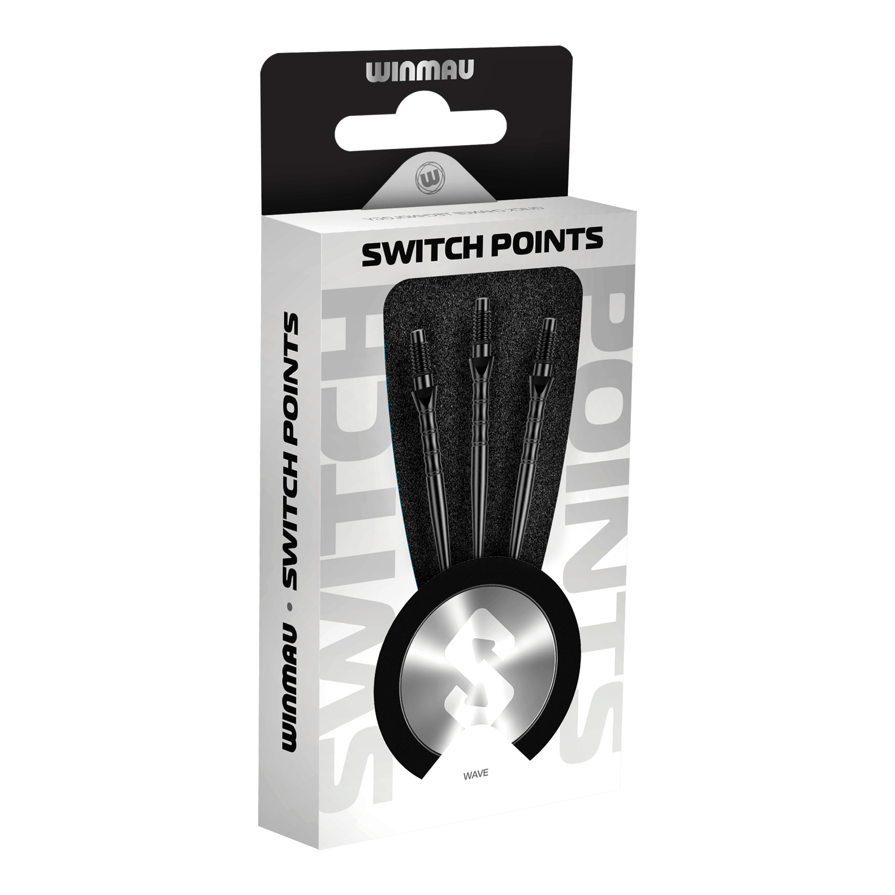 Pointes de fléchettes en acier Winmau Switch Point Wave - noires Zu sehen sind die Winmau Switch Point Wave Steeldartspitzen in Schwarz. Diese Steeldartspitzen eignen sich optimal für ein präzises Dartspiel.